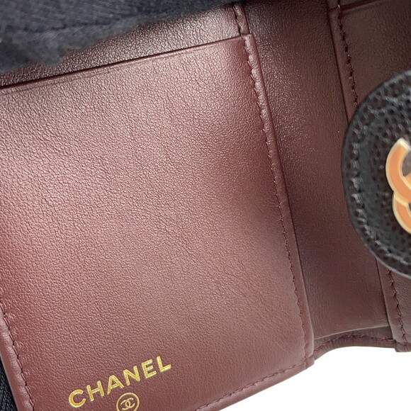 CHANEL Authentic Black Caviar Leather Logo Wallet - Picture 8 of 13